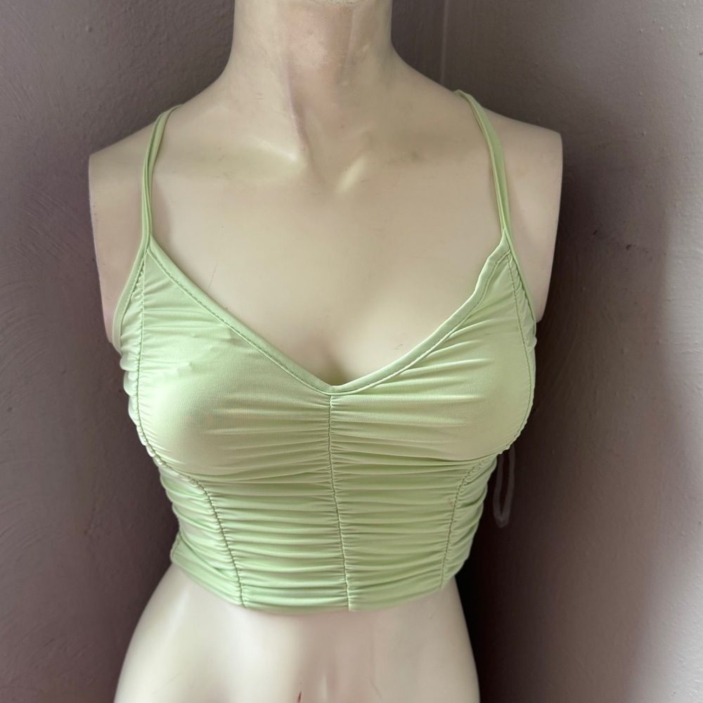 Blue Blush cropped top spaghetti strap light green size small
